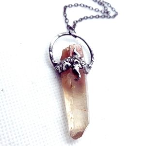 Red ghost quartz crystal necklace